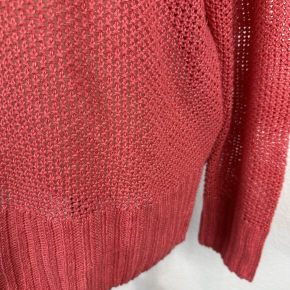 J Crew Sweater Women Medium Linen Coral Relaxed Beach Crewneck Coastal Relaxed - Picture 5 of 14
